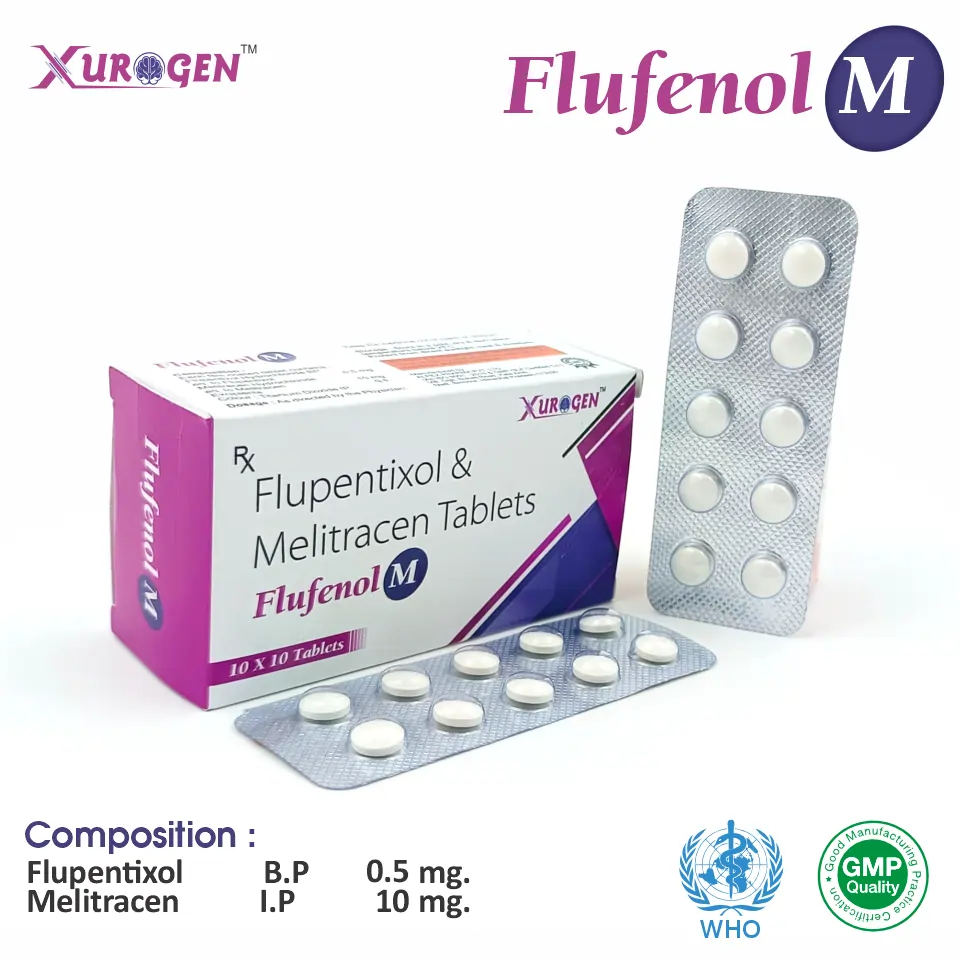 Flupenthixol 0.5mg + Melitracen 10mg tablets at the best price in PCD Pharma Franchise for anxiety and depression management.